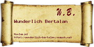 Wunderlich Bertalan névjegykártya